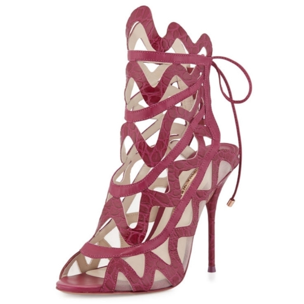 New Sophia Webster 37.5 Mila Croc Embossed Heels